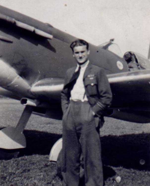 This picture was taken by Brendan's rigger, Herbert "Jimmy" Firth, using a Brownie Box type camera. Probably at RAF Kirton on Lindsay, Lincolnshire while they were with 452 Sq. RAAF