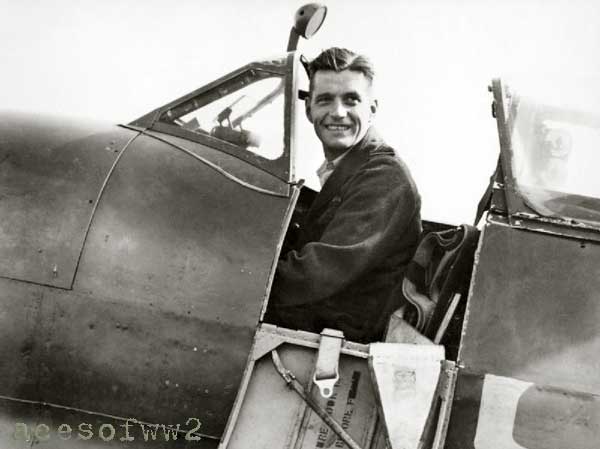 Johnny Johnson in the cockpit of his Spit