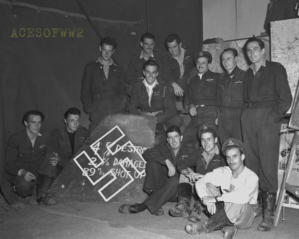 Bottom L-R: Max Portz, George Johnson, Charlie Trainor, Art Tooley(?) & Barney (Bernie) Eskow. On Top L-R: R.M. Cooke, Sandy Halcrow, Harvey Crawford [center with white scarf], Bob Hyndman, George Mercer, Ken Robb & Gordon Lapp.
