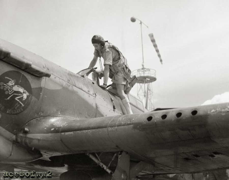 Jack getting into a 3 Squadron Hurricane