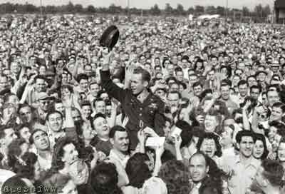 Robert Johnson at the Republic plant that made his P-47