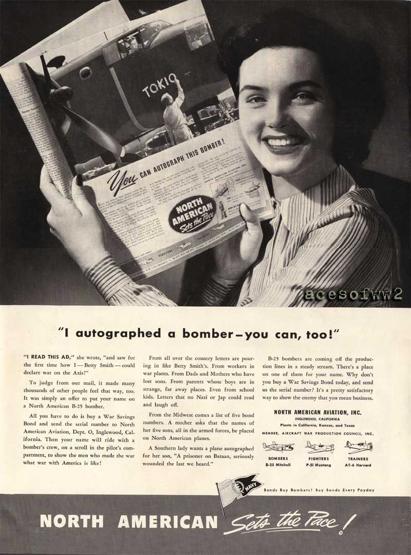 WW2 North American "I autographed a bomber - you can too!" ad