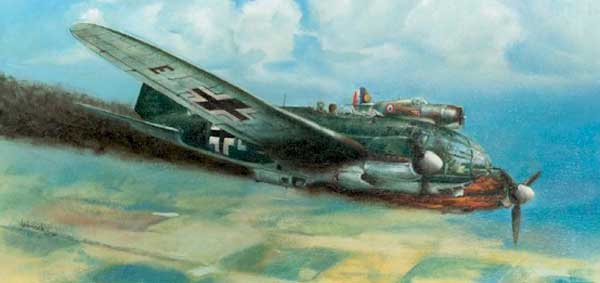 Frantisek Perina downs an he111 during the Battle of France by Vladimir Urbanek